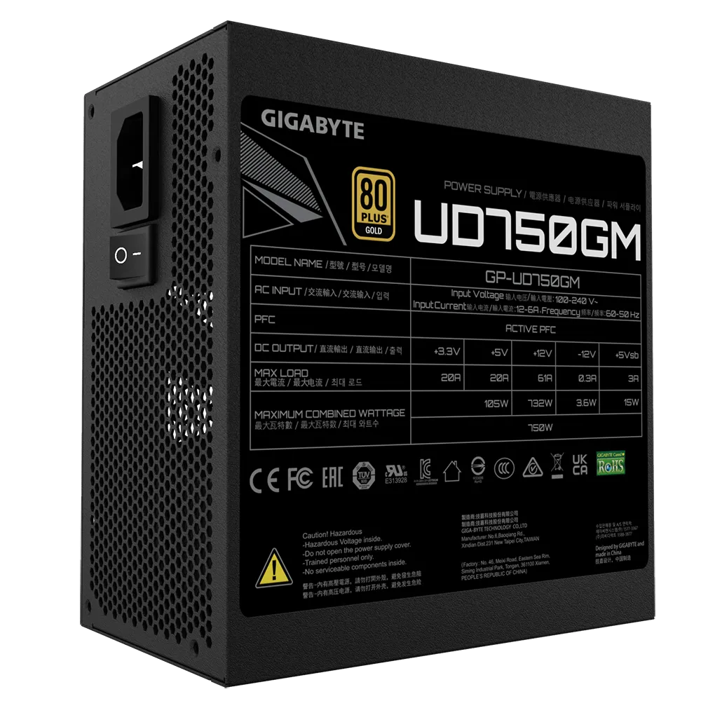 750W Gigabyte UD750GM ATX Gold Modular PSU