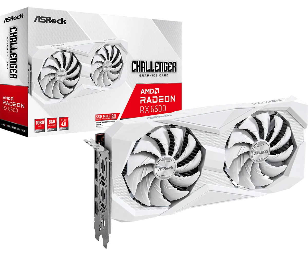 8GB ASRock RX 6600 Challenger White Graphics Card