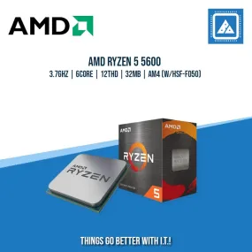 AMD RYZEN 5 5600 | 3.7GHZ | 6CORE | 12THD | 32MB | AM4 (W/HSF-F050) | TRAY TYPE