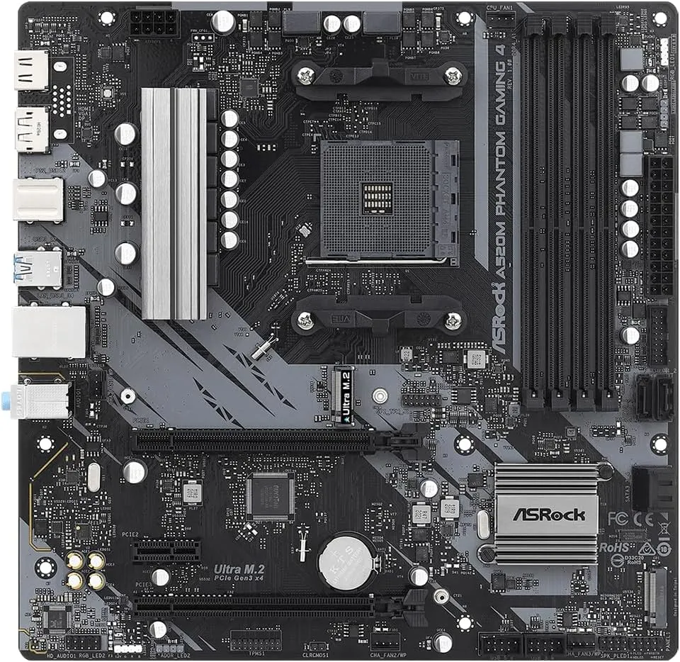 Asrock A520M Phantom Gaming 4 Motherboard, AMD A520, AM4, Micro ATX, DDR4, HDMI, DP, M.2