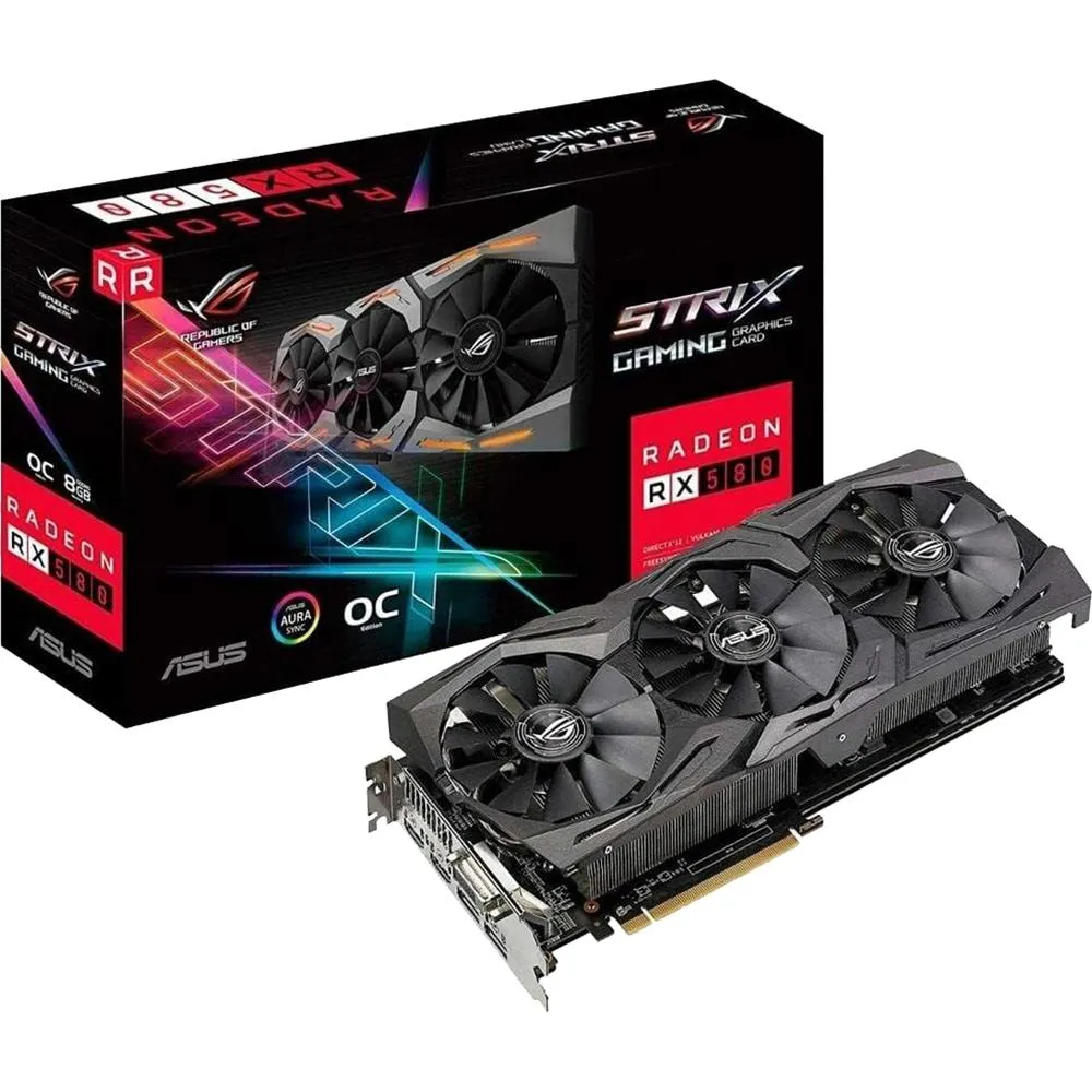 ASUS - AMD ROG STRIX RADEON RX 580 O8G OC EDITION GDDR5 DP HDMI DVI VR AMD