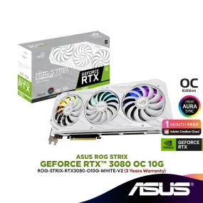 ASUS ROG Strix GeForce RTX 3080 V2 White OC Edition 10GB GDDR6X LHR Graphics Card | ROG-STRIX-RTX3080-O10G-WHITE-V2