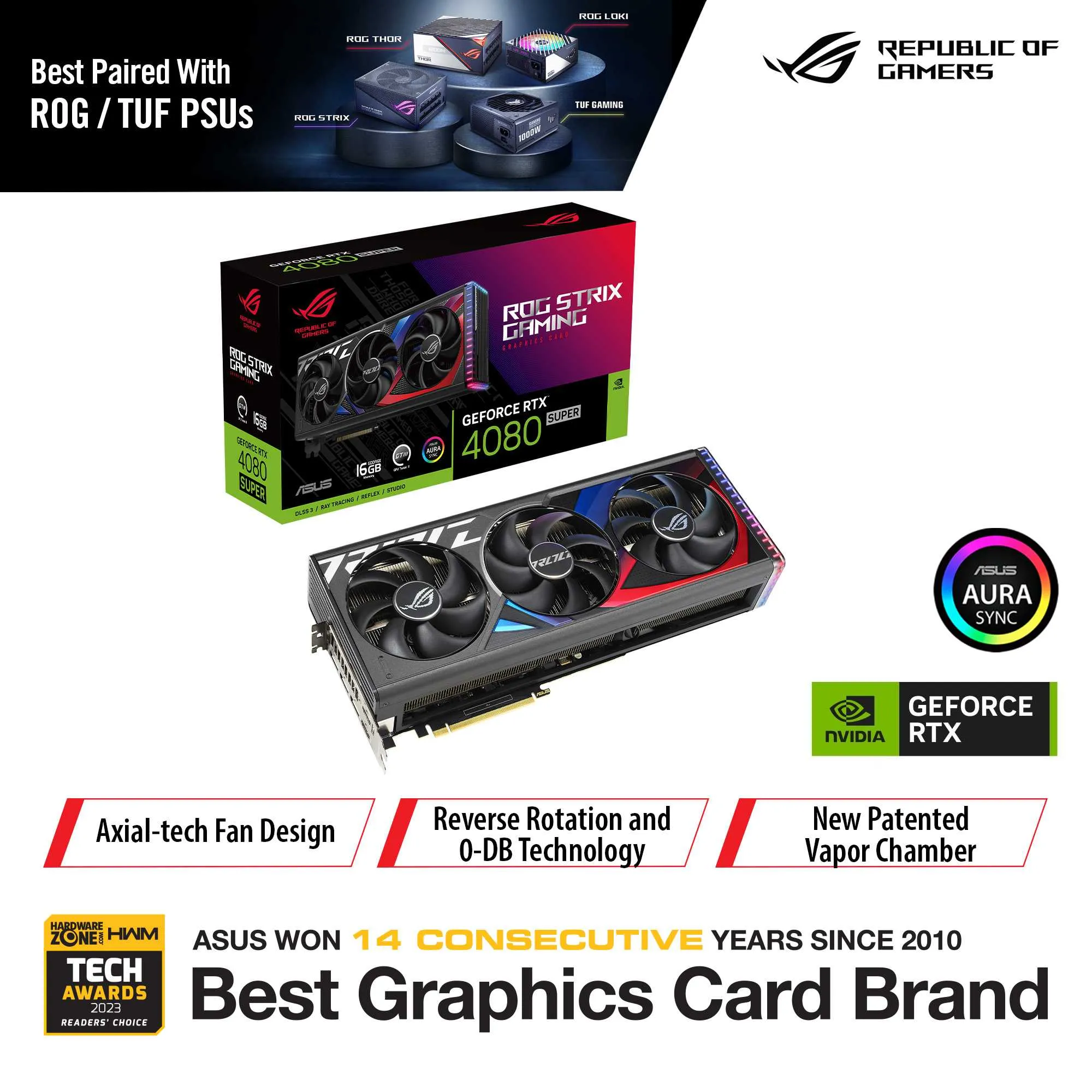 ASUS ROG Strix GeForce RTX 4080 SUPER 16GB GDDR6X OC Edition Graphics Card (GPU) | ROG-STRIX-RTX4080S-O16G-GAMING