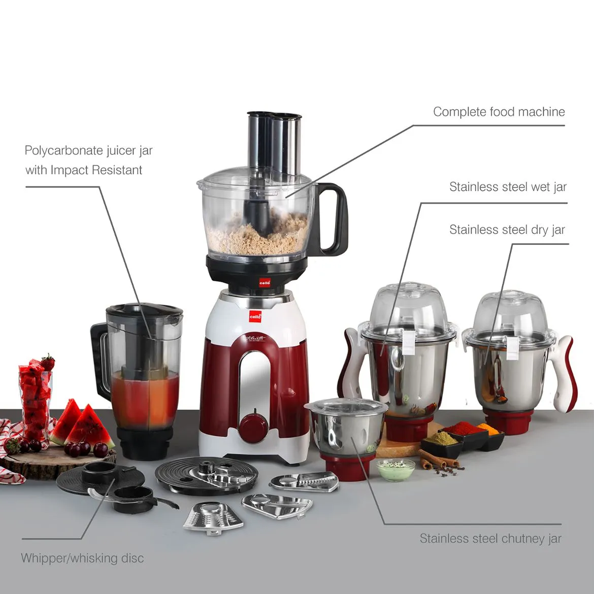 Discovery Chef Juicer Mixer Grinder with 5 Jars, 750W