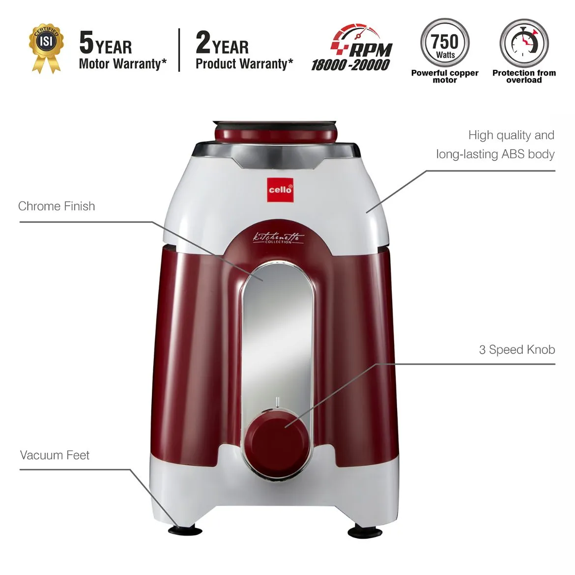 Discovery Chef Juicer Mixer Grinder with 5 Jars, 750W