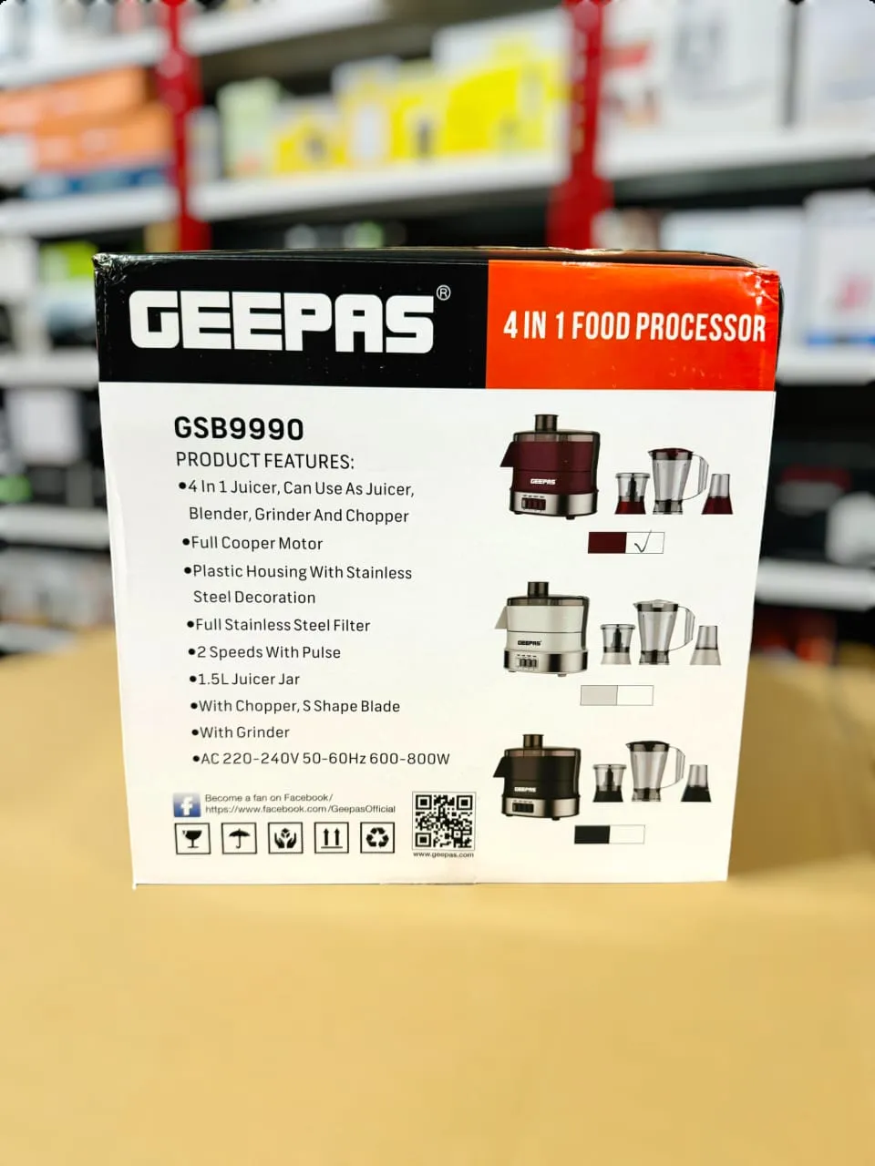 Geepas 4-in-1 Food Processor GSB9990