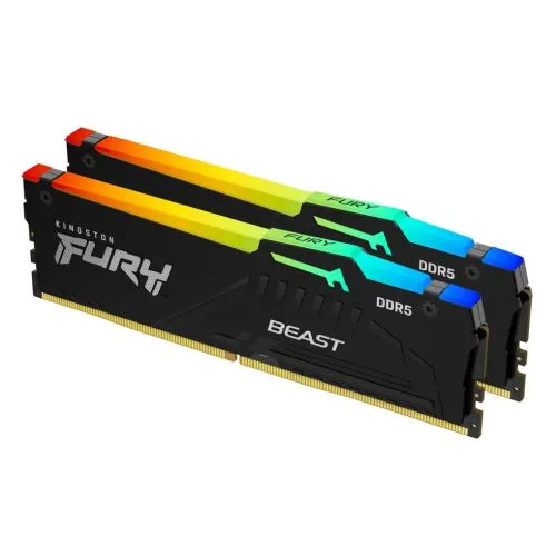 Kingston Fury Beast RGB 16GB Desktop RAM, 2x8GB DDR5 6000MHz Memory Kit PC5-48000, CL40, 1.35V, ECC, XMP 3.0, PMIC