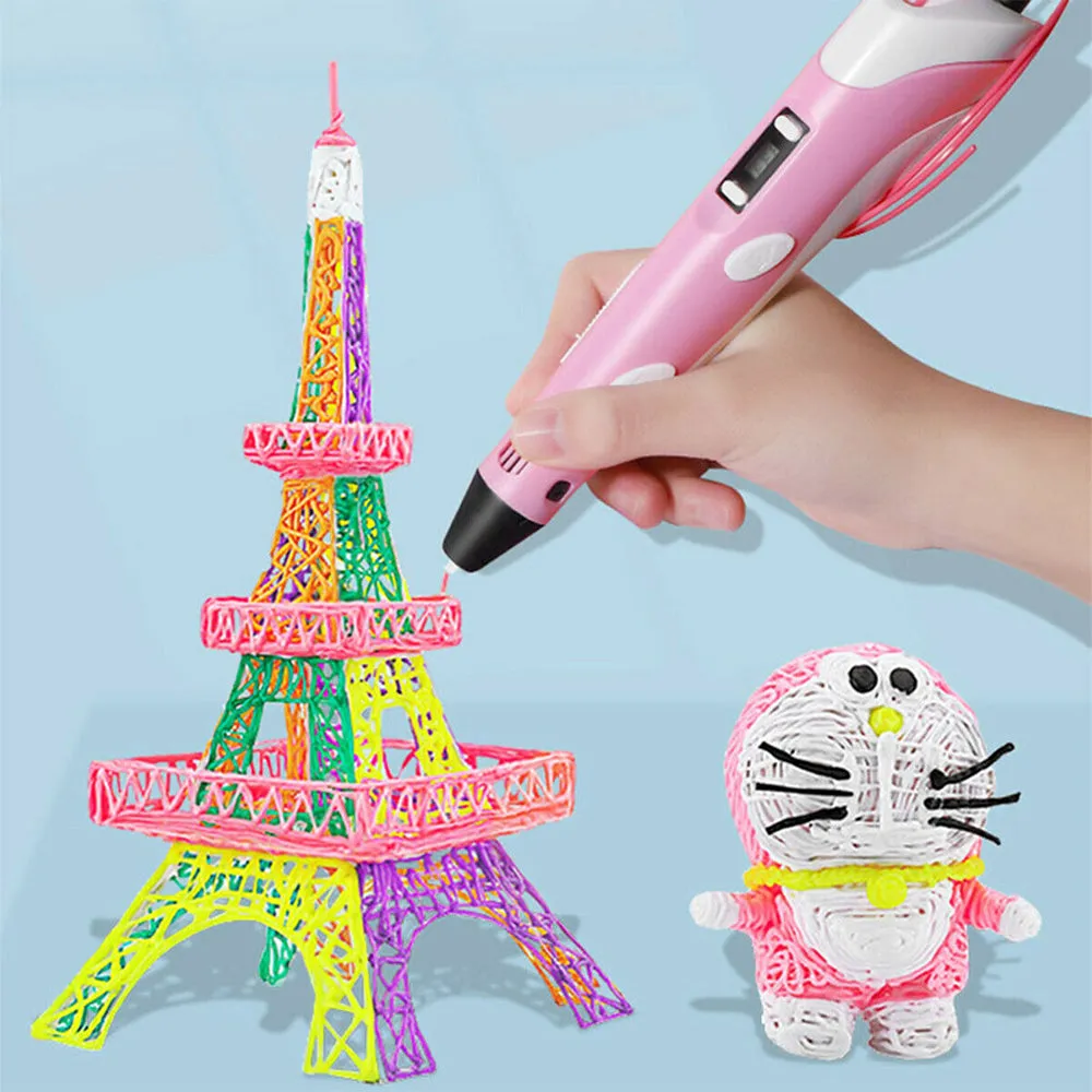 Magic 3D Printing Pen for Kids DIY Pen with LED Display and Filaments