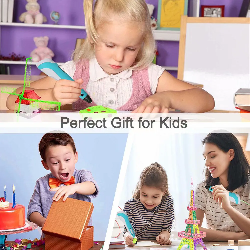 Magic 3D Printing Pen for Kids DIY Pen with LED Display and Filaments