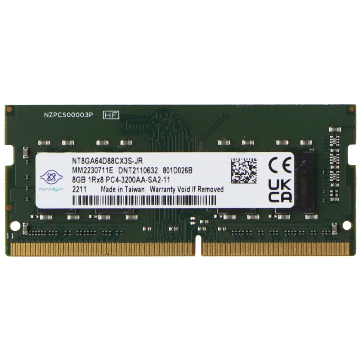 Nanya (8GB) DDR4 1Rx8 (PC4-3200AA) Laptop RAM Memory (NT8GA64D88CX3S-JR)