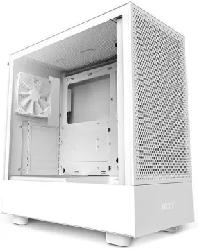 NZXT H5 Flow White ATX Gaming PC Case, Mid Tower, Tempered Glass, Desktop Computer Tower