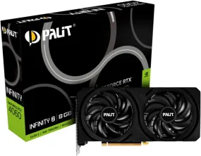 Palit RTX 4060 Infinity 2 Gaming Graphics Card, PCIe4, 8GB DDR6, HDMI, DP, 2460MHz Clock, 0dB Mode