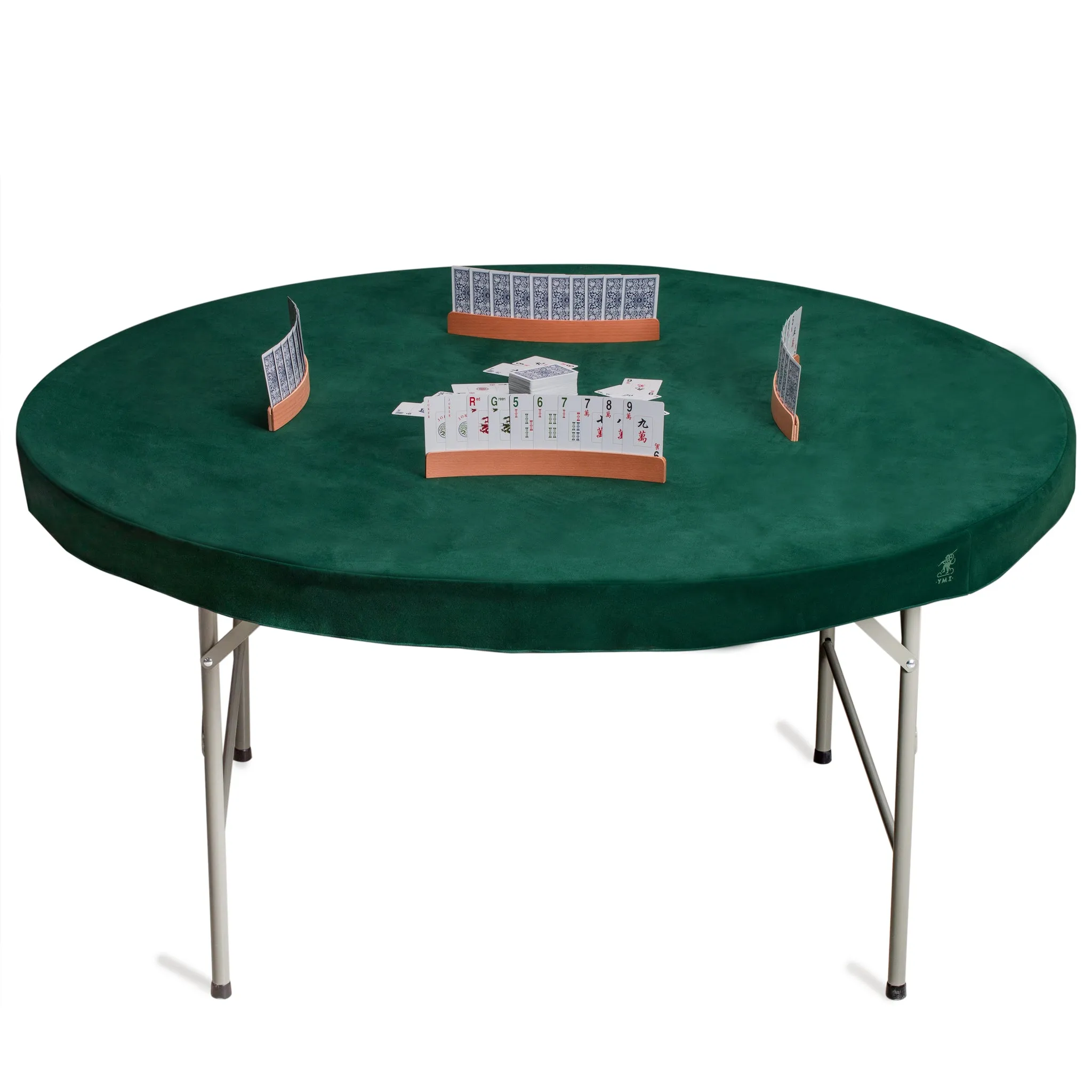 Professional Grade Green Round Table Cover for Card Games, Mahjong, Board Games, Domino Games, and More - 61.2"