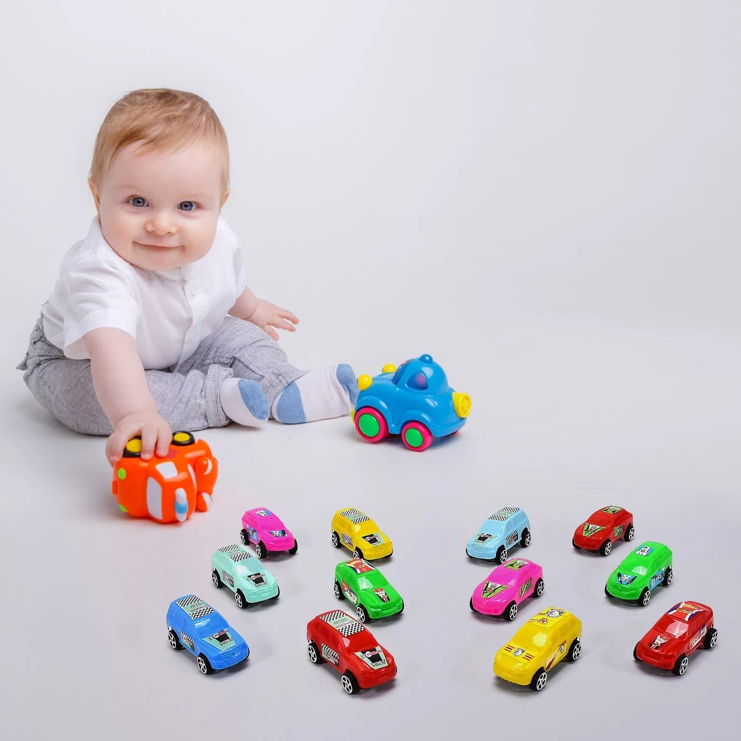 Super City Car Racer Toy For Boys and Girls Pull Push Vehicle Car (Set Of 12Pcs)  (Multicolor)